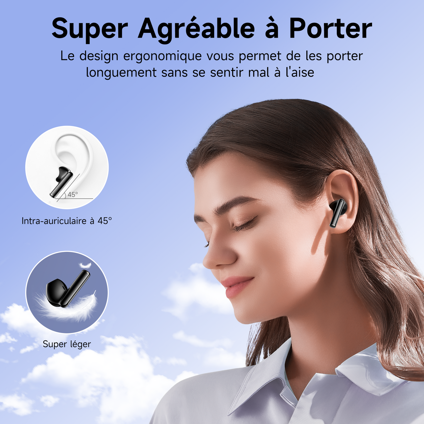 VEATOOL Wireless In-Ear Earbuds, Hi-Fi Stereo 3D Bass Ear Buds, 4 ENC Noise Cancelling Mic, 36Hrs Playing Time, IP7 Waterproof