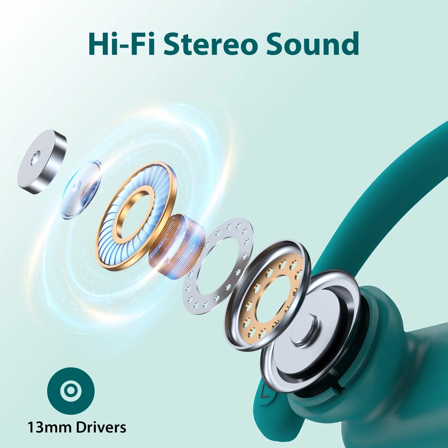 VEAT00L Wireless Bluetooth Headphone Sport, Bluetooth 5.4, 72Hrs Earphone with Earhook, Noise Cancelling Mic, IP7 Waterproof Headset for Workout/Running