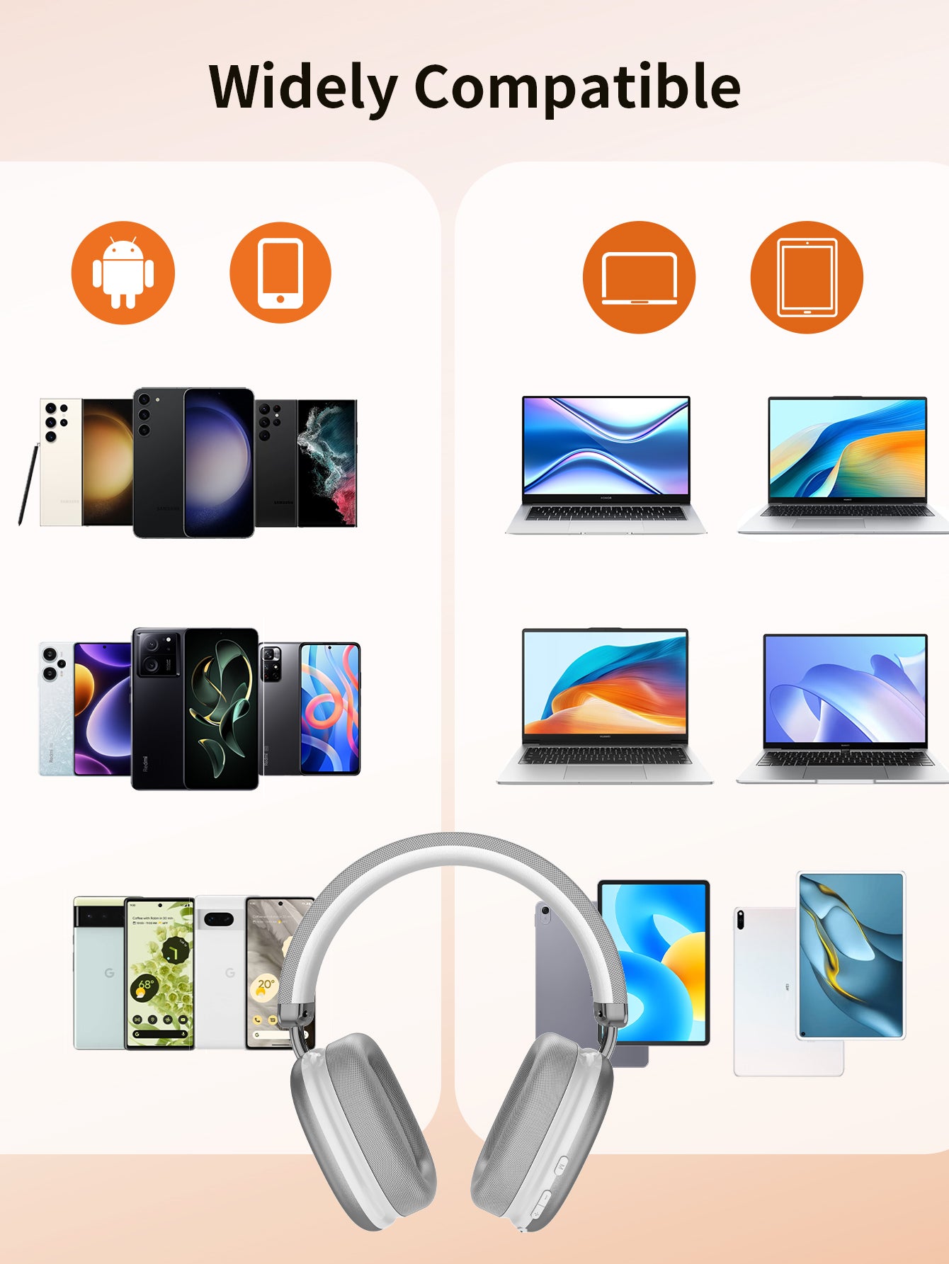 VEATOOL Wireless Over-Ear Headphones,Active Noise Cancelling,Transparency Mode,Spatial Audio,Comfortable Protein Earpads, 24Hrs Playtime