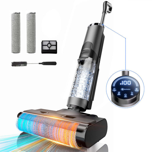 VEAT00L Cordless Wet Dry One Hard Floor Cleaner with Charging Base, Self-Cleaning， 25Kpa Powerful Suction, 30min Runtime, LCD Display, Voice Prompt
