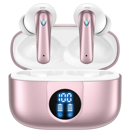 VEAT00L P91 Wireless Earbuds, Bluetooth V5.4with Noise Cancelling Mics, 60H Long Endurance,in-Ear Heartset