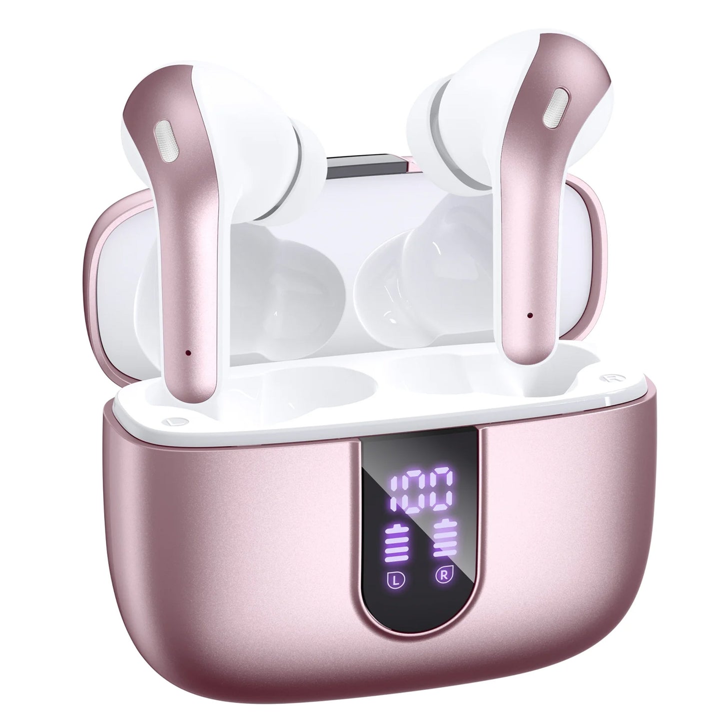 VEATOOL Bluetooth Headphones 65H Playback LED Power Display Earphones with Wireless Charging Case IPX7 Waterproof