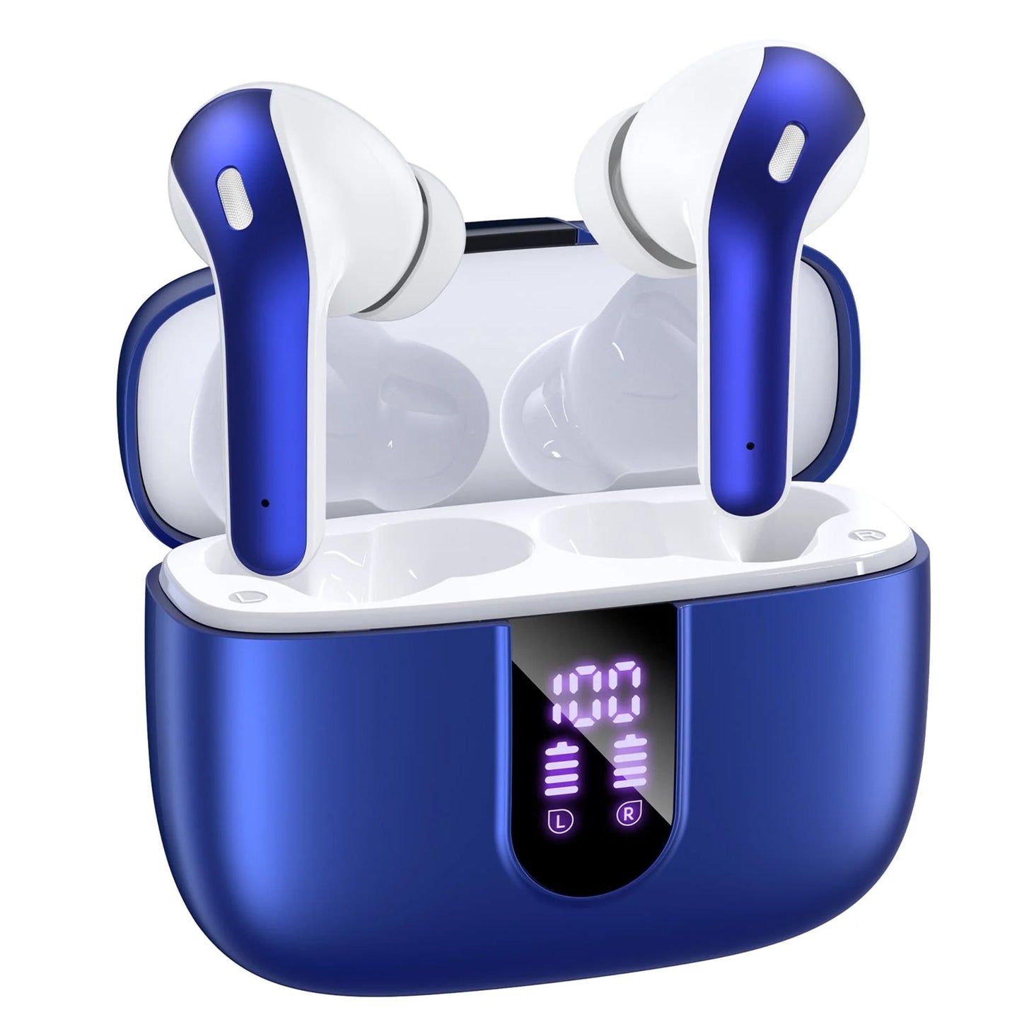 VEATOOL Bluetooth Headphones 65H Playback LED Power Display Earphones with Wireless Charging Case IPX7 Waterproof