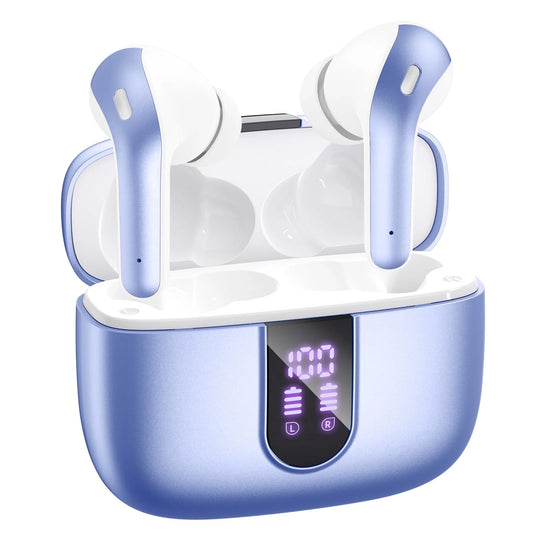 VEATOOL Bluetooth Headphones 65H Playback LED Power Display Earphones with Wireless Charging Case IPX7 Waterproof