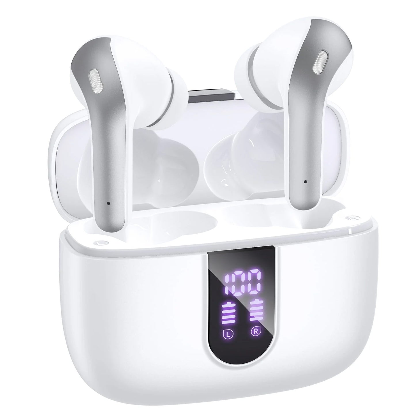 VEATOOL Bluetooth Headphones 65H Playback LED Power Display Earphones with Wireless Charging Case IPX7 Waterproof