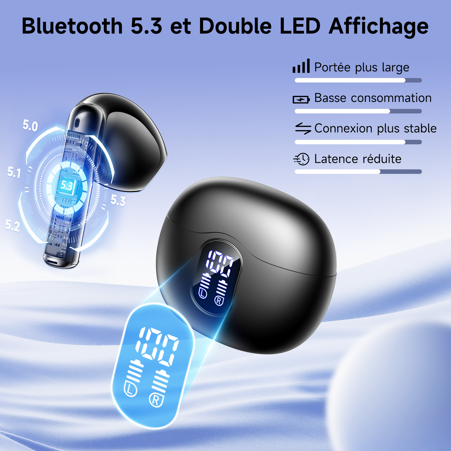 VEATOOL Wireless In-Ear Earbuds, Hi-Fi Stereo 3D Bass Ear Buds, 4 ENC Noise Cancelling Mic, 36Hrs Playing Time, IP7 Waterproof