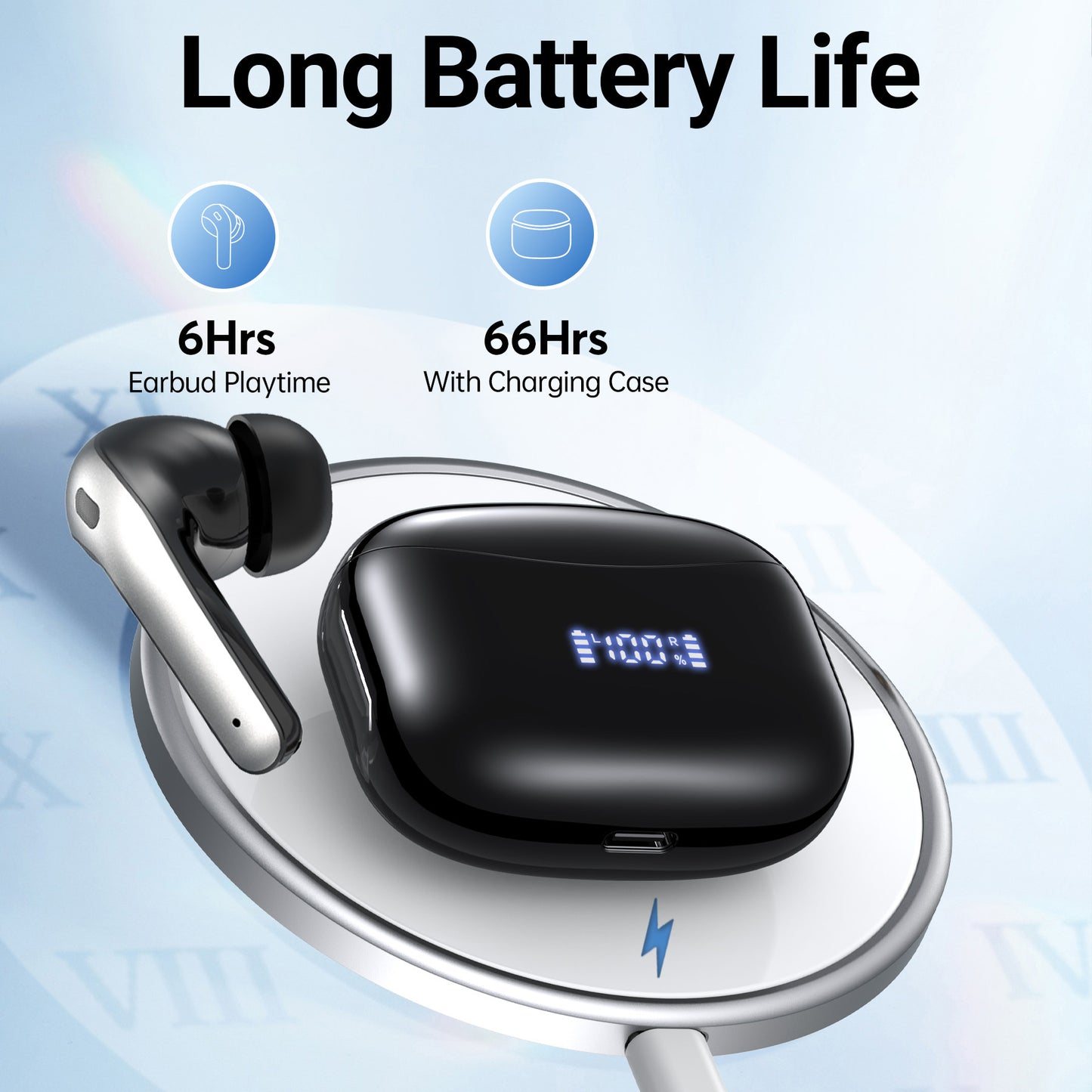 VEATOOL Wireless Earbuds, Microphone Touch Control, IPX7 Waterproof, High-Fidelity Stereo Earphones for Sports and Work