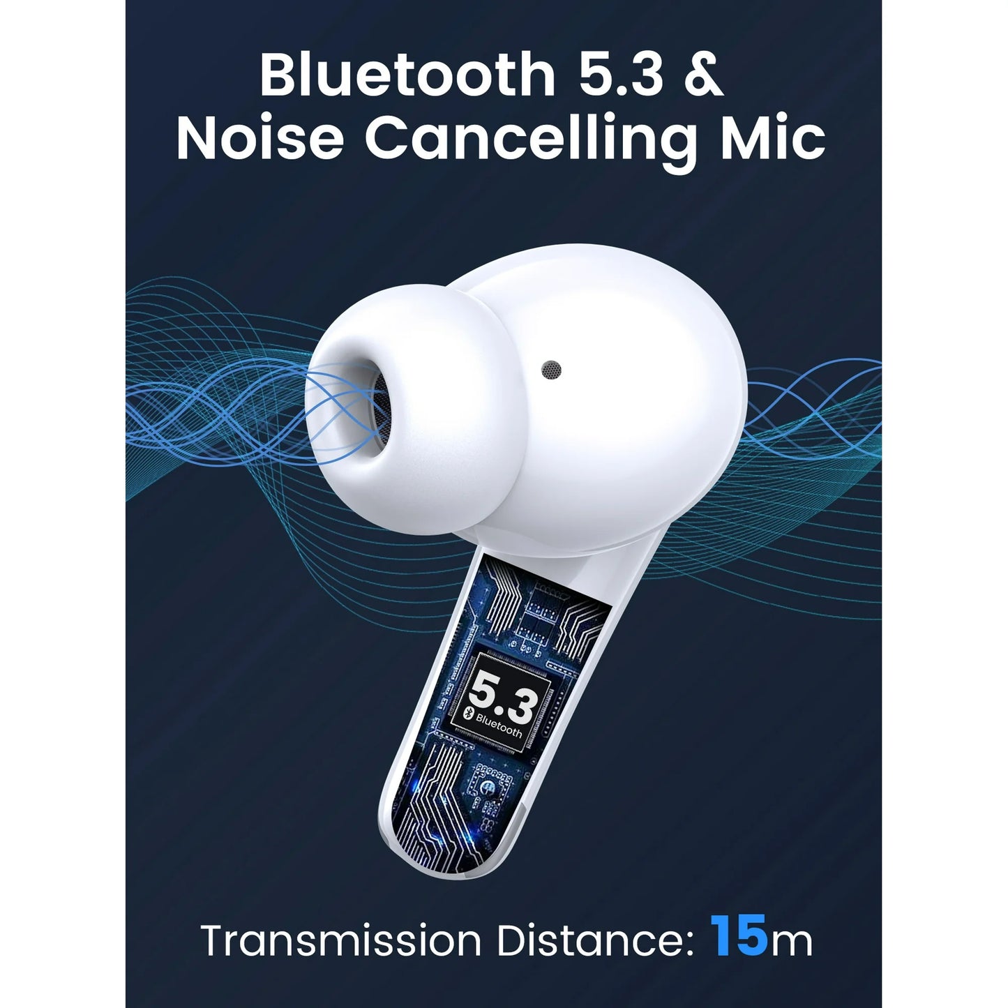 VEAT00L P91 Wireless Earbuds, Bluetooth V5.4with Noise Cancelling Mics, 60H Long Endurance,in-Ear Heartset