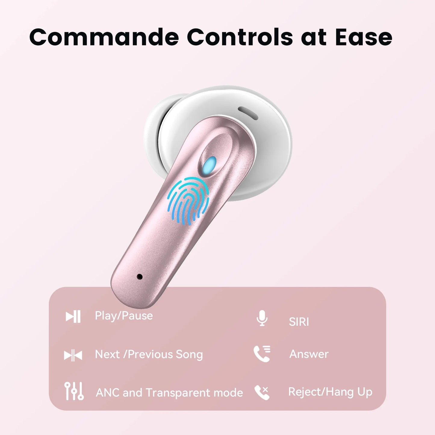 VEAT00L P91 Wireless Earbuds, Bluetooth V5.4with Noise Cancelling Mics, 60H Long Endurance,in-Ear Heartset