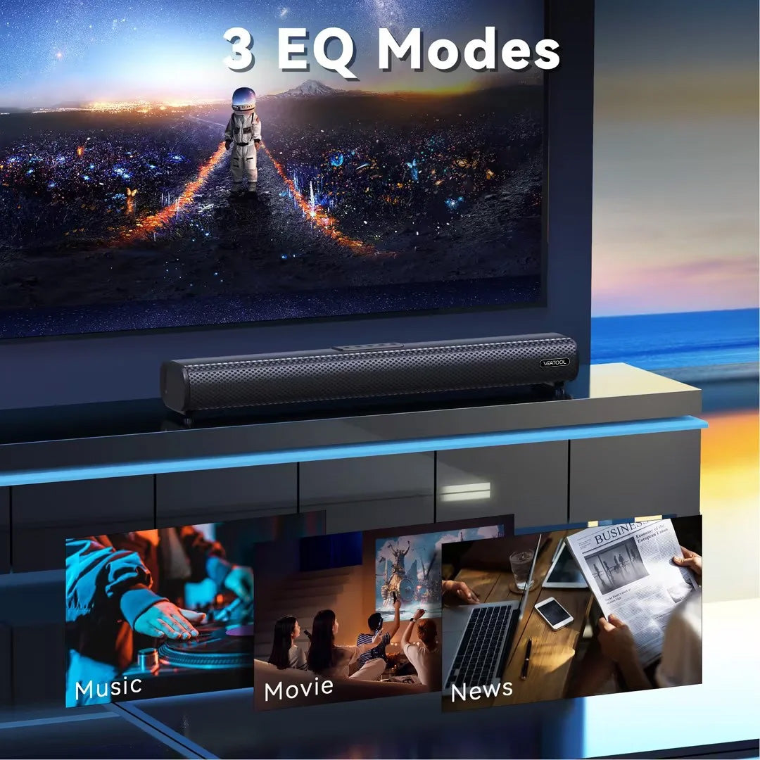 VEAT00L 2.1ch Sound Bars for TV, Soundbar with Subwoofer, Wired & Wireless Bluetooth 5.0 3D Surround Speakers, Optical/HDMI/AUX/RCA/USB Connection, Wall Mountable, Remote Control