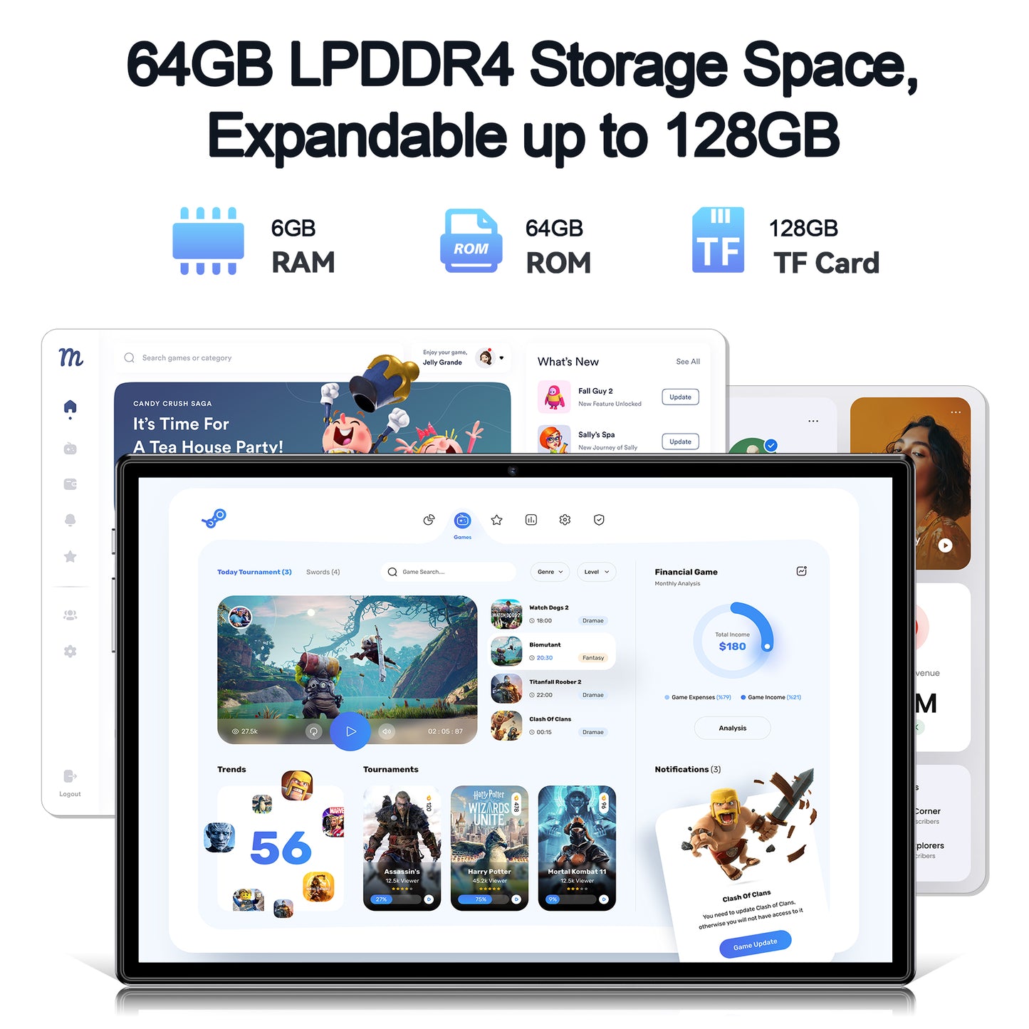 VEAT00L T10 Android 13 Tablet 2024, 6GB(4+2) RAM, 64GB ROM, 128GB Expand, Quad-Core Processor up to 2.0 GHz, Dual Camera,6000mAh with Fast Charge, 1280x800 HD Touch Screen