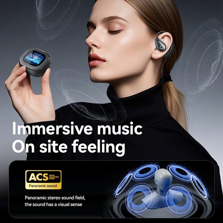 VEATOOL M94 Open Headset, Smart Touch Screen, 60Hrs of Playback, ENC Clear Talk, Multiple EQ Modes