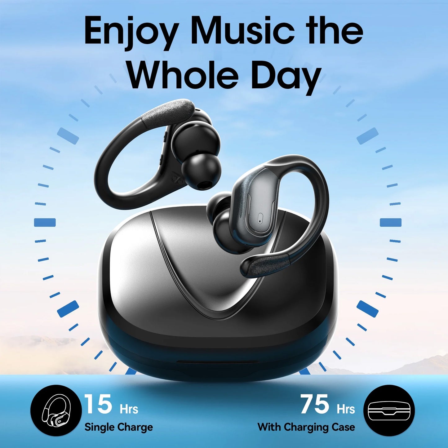 VEAT00L X7 Wireless Earbud,80Hrs Bluetooth 5.3 Headphones IP7 Waterproof for Sport,with ENC Noise Cancelling Mics,Deep Bass Over-Ear bud with Earhooks
