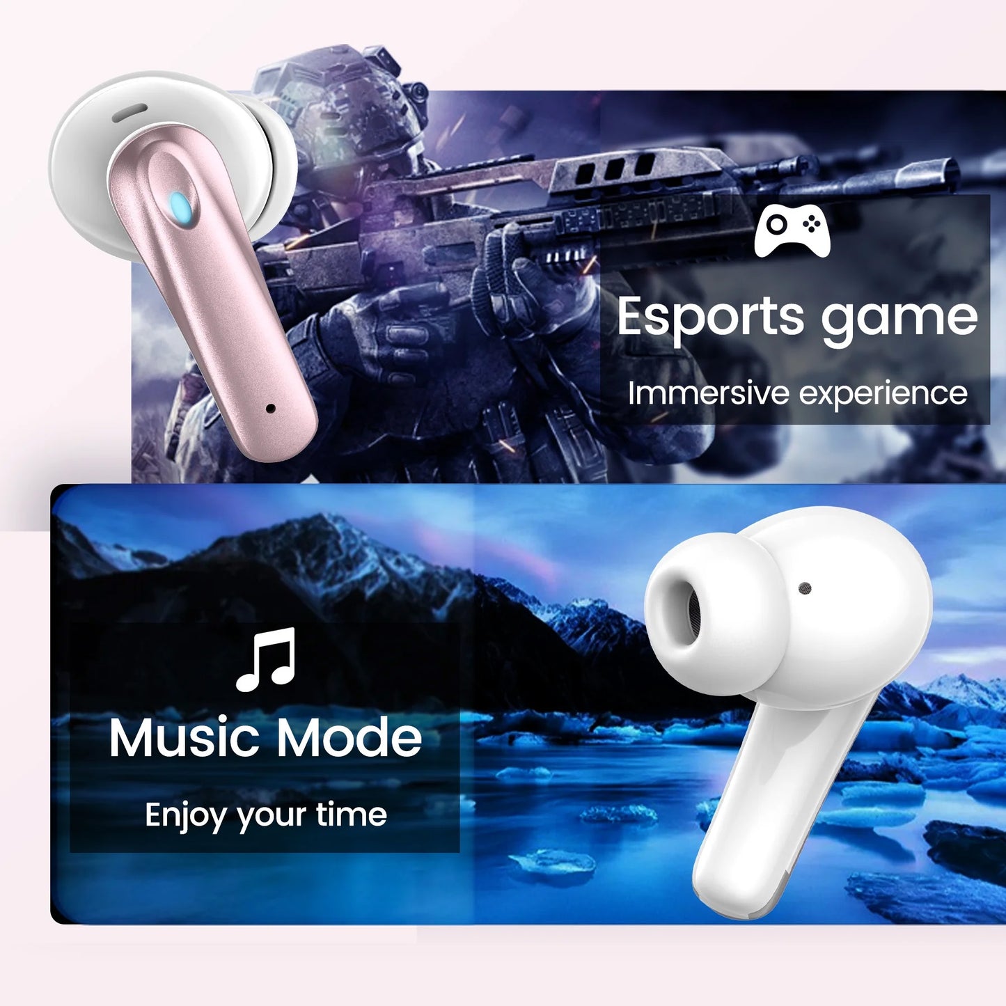 VEAT00L P91 Wireless Earbuds, Bluetooth V5.4with Noise Cancelling Mics, 60H Long Endurance,in-Ear Heartset