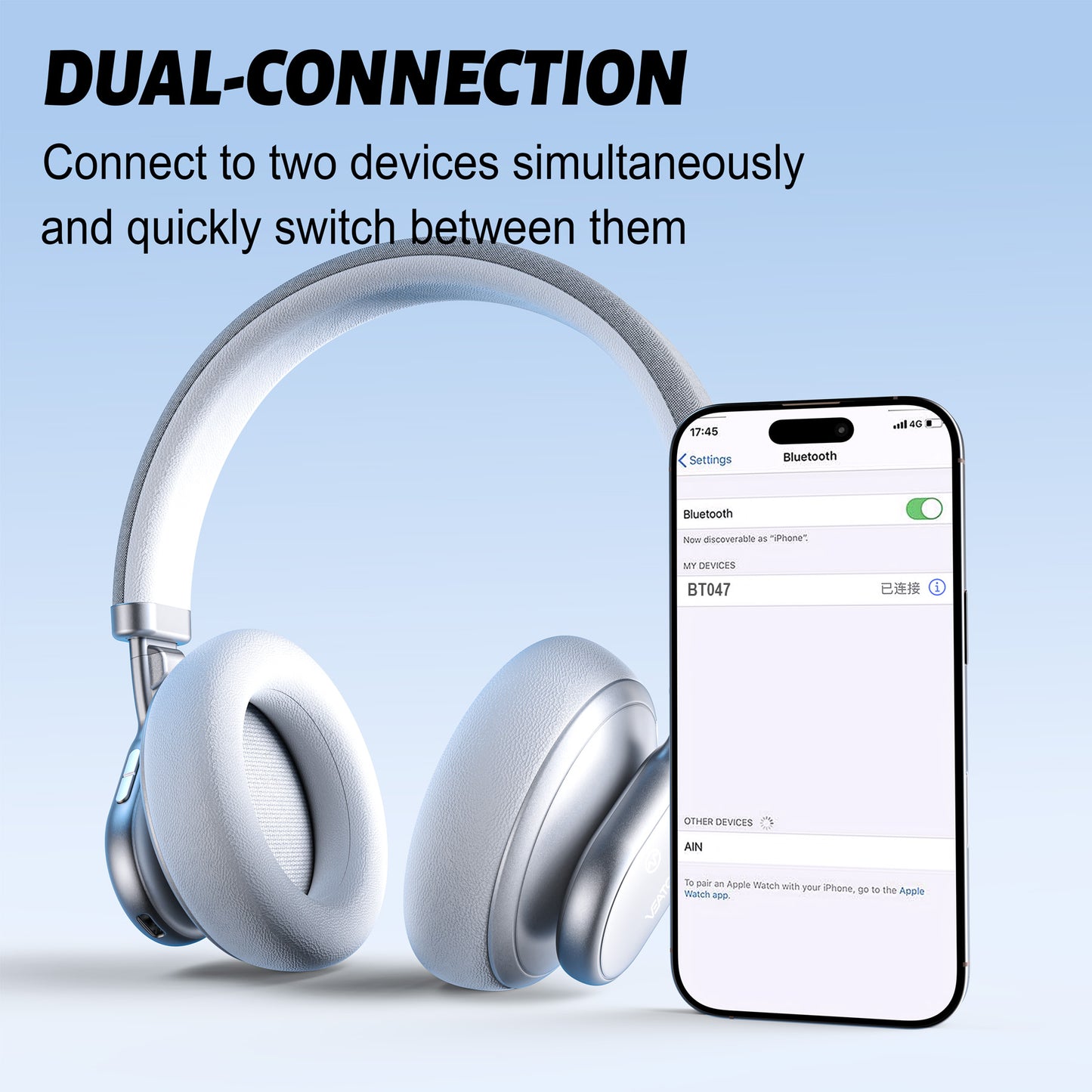 VEATOOL T1 Bluetooth Headphones Over Ear,72H Playtime, Foldable Lightweight Headset with Mic, Memory Foam Ear Cups