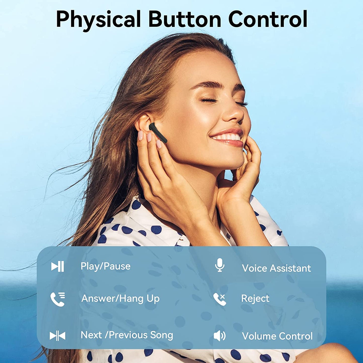 Veatool Wireless Bluetooth 5.3 On-Ear Earphones with 50H Long Battery Life and LED Digital Display