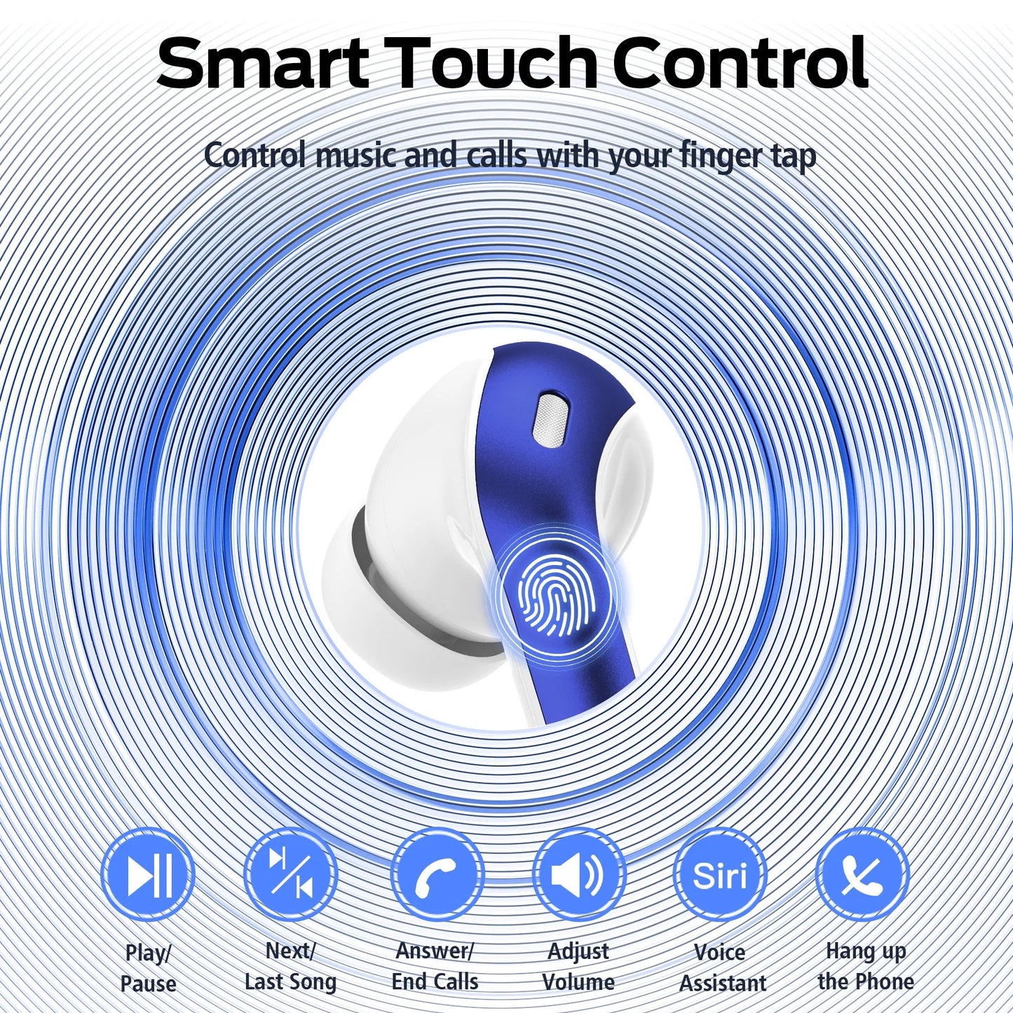 VEATOOL Bluetooth Headphones 65H Playback LED Power Display Earphones with Wireless Charging Case IPX7 Waterproof