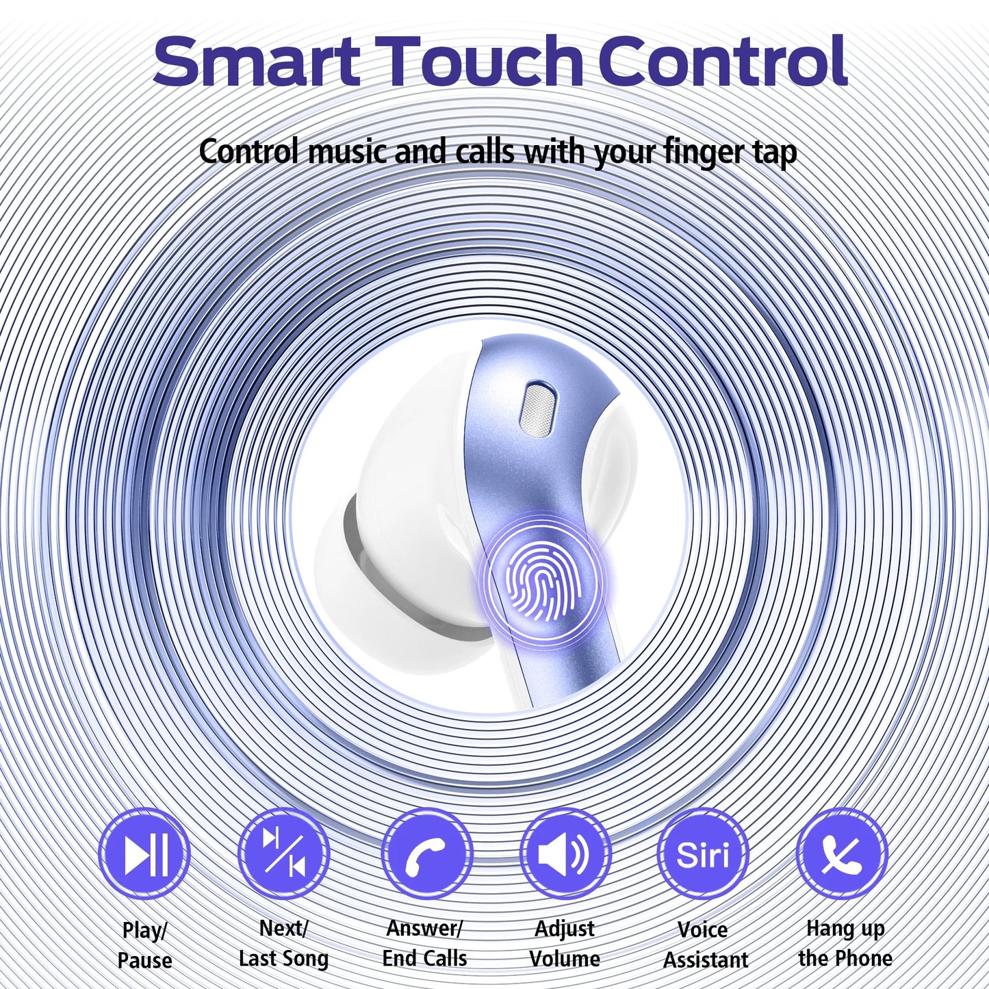 VEATOOL Bluetooth Headphones 65H Playback LED Power Display Earphones with Wireless Charging Case IPX7 Waterproof