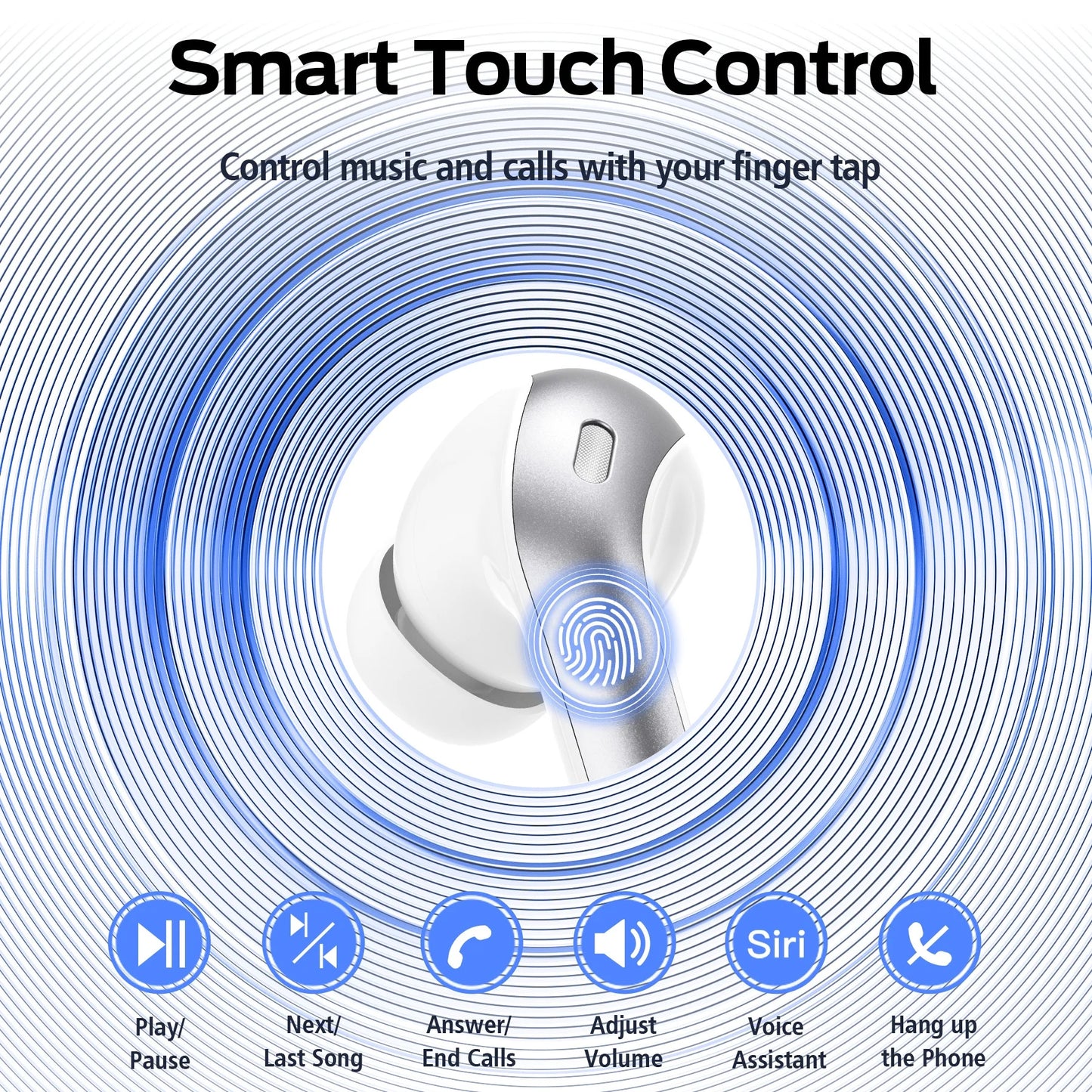 VEATOOL Bluetooth Headphones 65H Playback LED Power Display Earphones with Wireless Charging Case IPX7 Waterproof