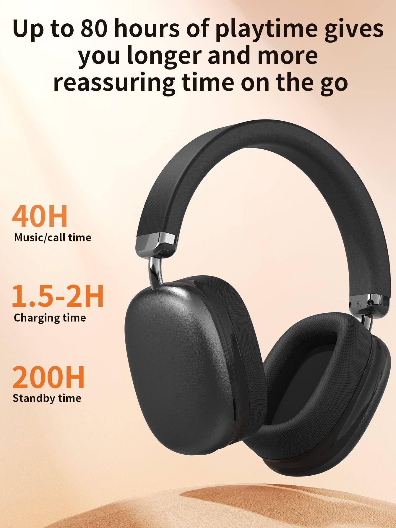 Wireless Over-Ear Headphones. Active Noise Cancelling, Transparency Mode, Spatial Audio, Bluetooth Headphones with Comfortable Protein Earpads, 24 Hours Playtime for Travel/Work,Titanium Black