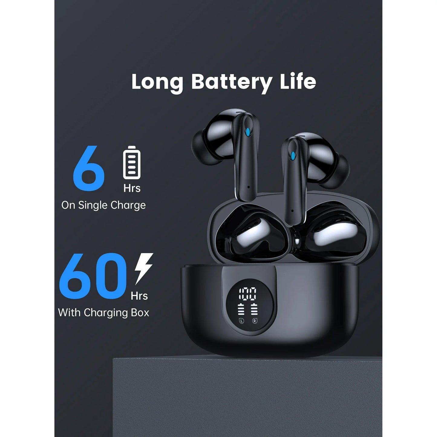 VEAT00L P91 Wireless Earphones Bluetooth V5.4 with Noise Cancelling Mic, 60H Long Endurance