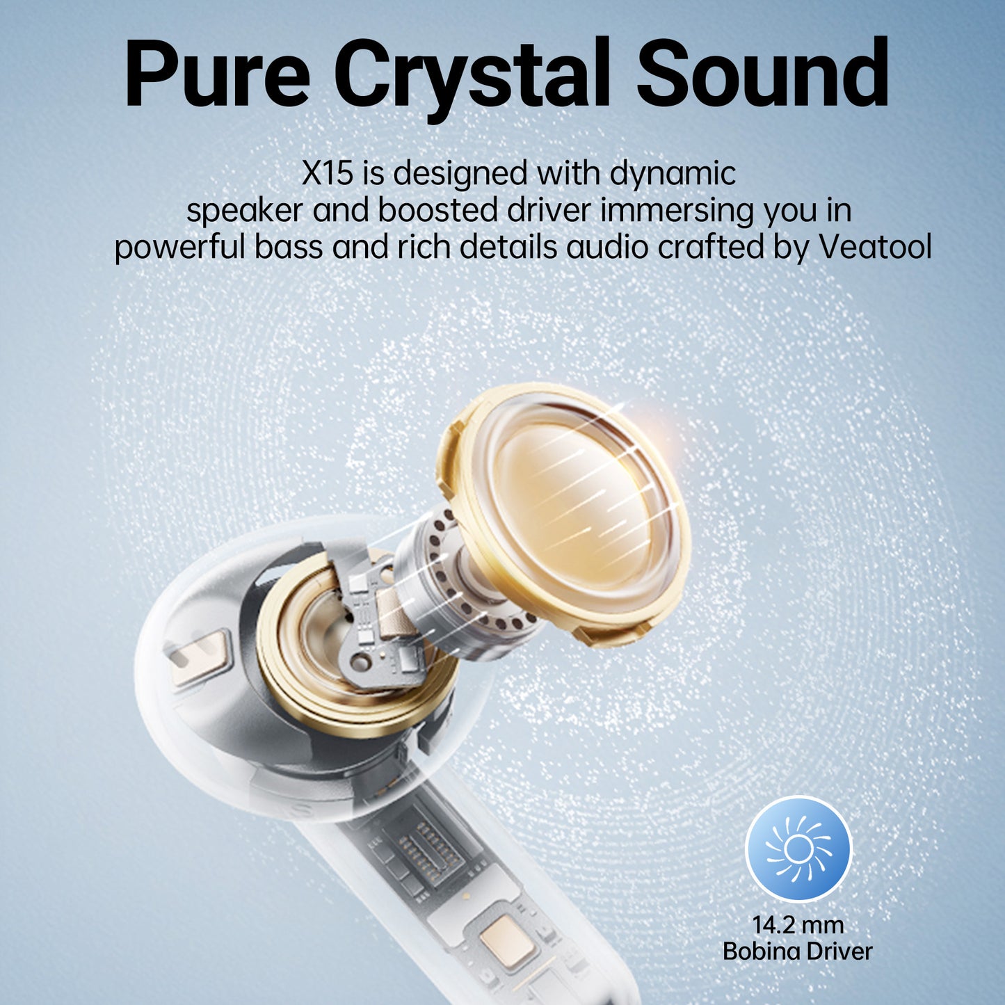 VEATOOL Wireless Earbuds, Microphone Touch Control, IPX7 Waterproof, High-Fidelity Stereo Earphones for Sports and Work