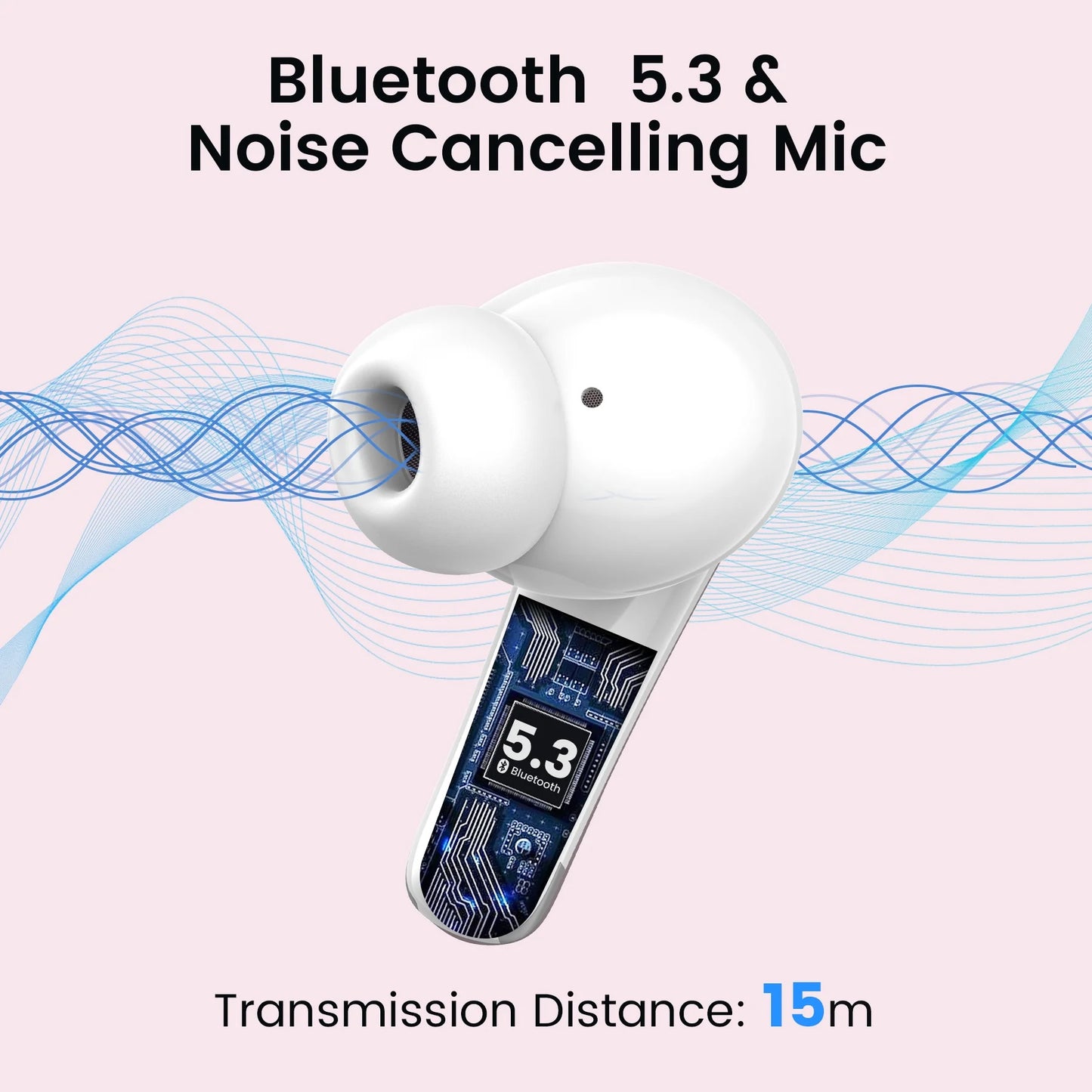 VEAT00L P91 Wireless Earbuds, Bluetooth V5.4with Noise Cancelling Mics, 60H Long Endurance,in-Ear Heartset