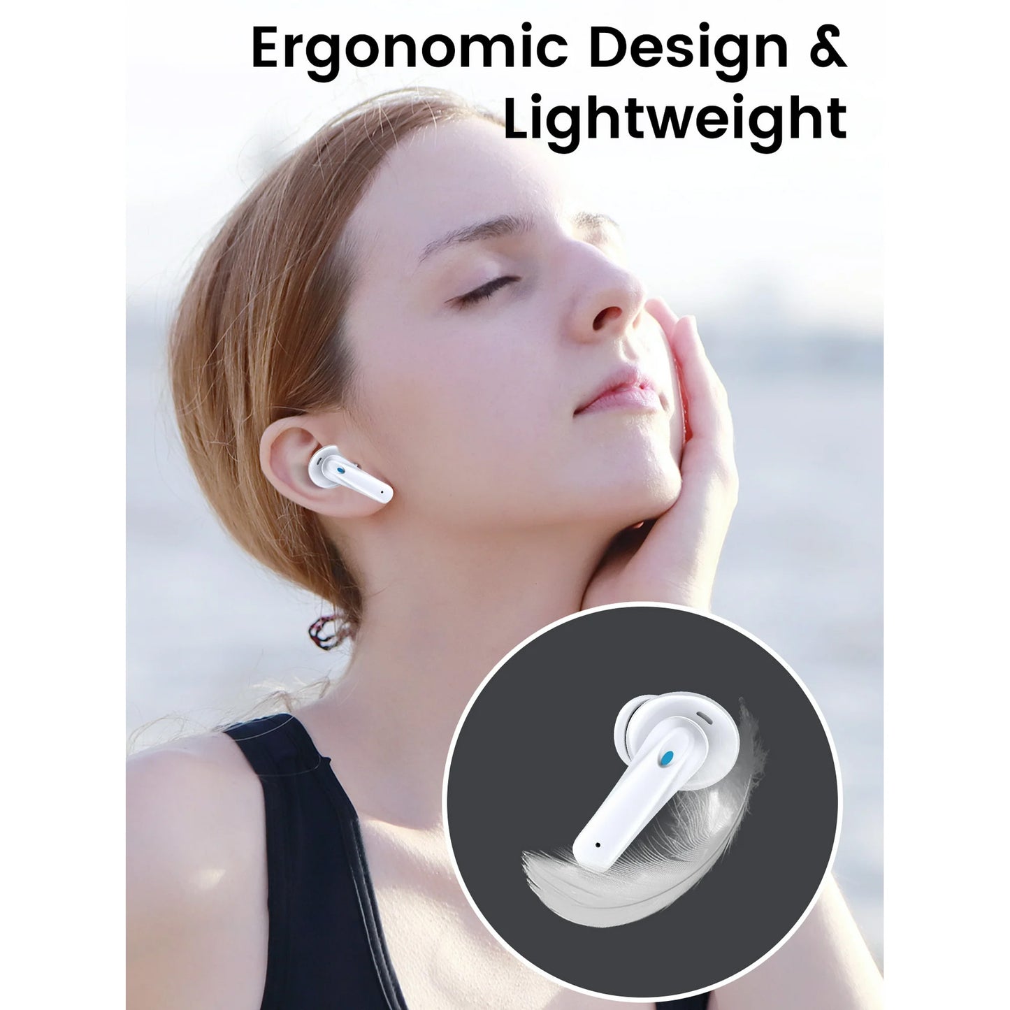 VEAT00L P91 Wireless Earbuds, Bluetooth V5.4with Noise Cancelling Mics, 60H Long Endurance,in-Ear Heartset