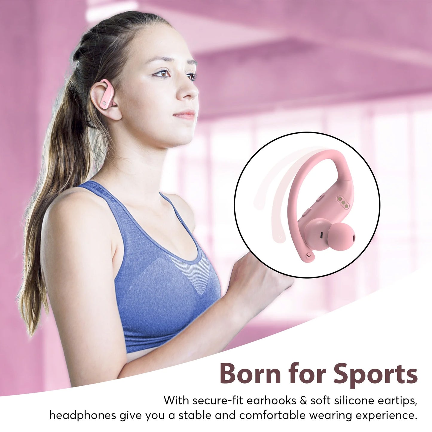 VEAT00L Wireless Headphone Sport,72Hrs Earphone with Earhook, Noise Cancelling Mic, IP7 Waterproof