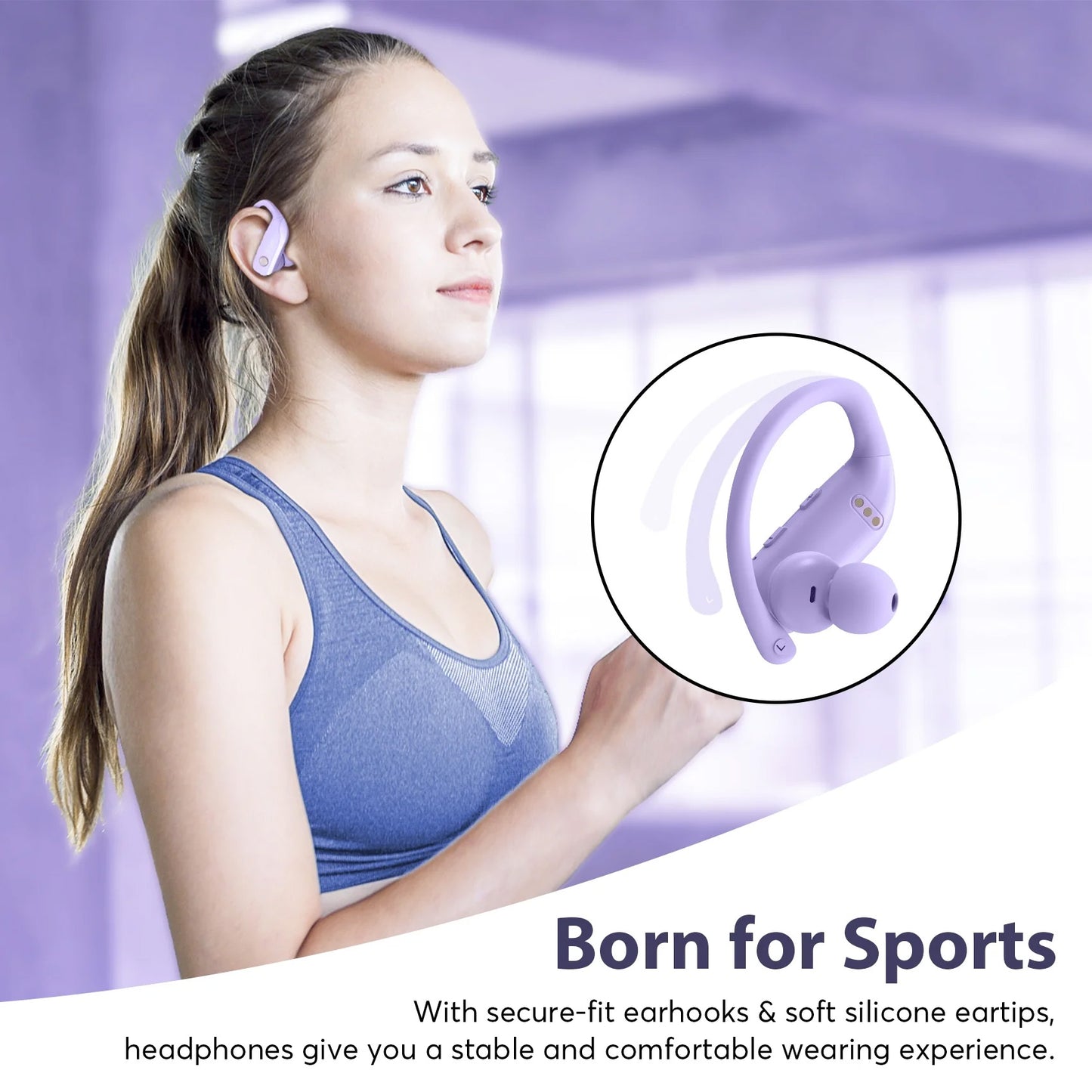 VEAT00L Wireless Headphone Sport,72Hrs Earphone with Earhook, Noise Cancelling Mic, IP7 Waterproof