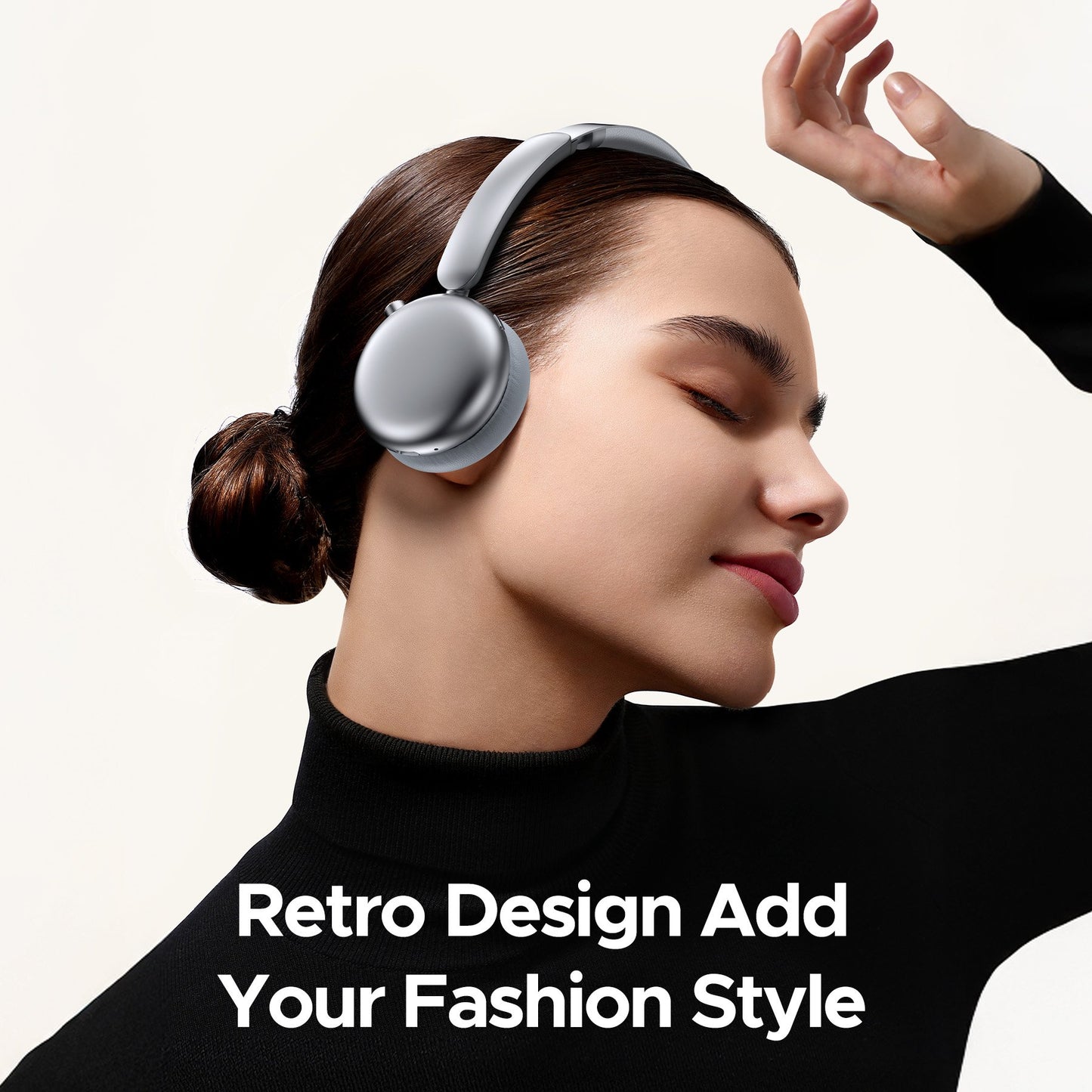 VEATOOL Mini Go Wireless Retro Headphones 100H Playtime Wireless ANC Over-Ear Headphones LDAC Hi-Res