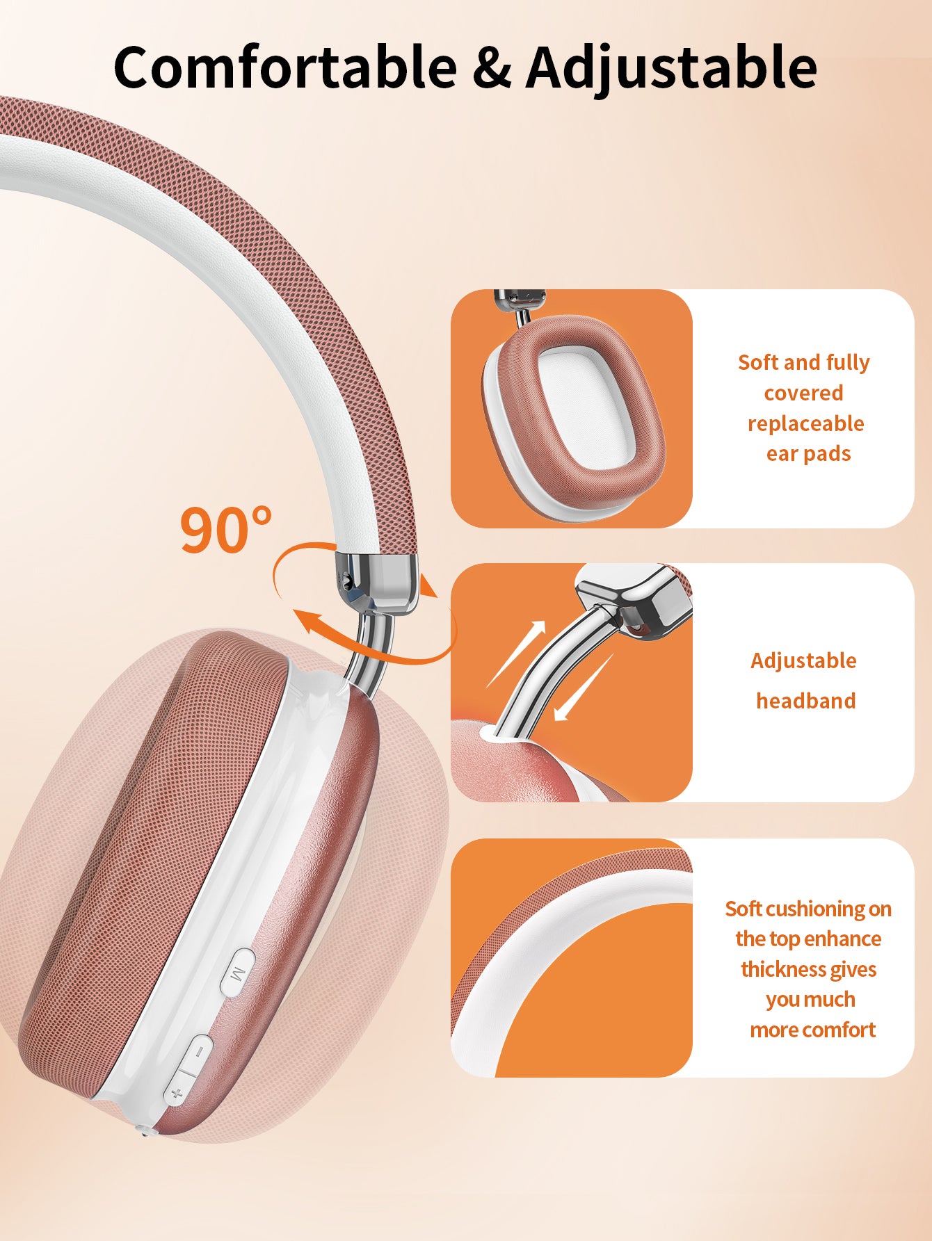 VEATOOL Wireless Over-Ear Headphones,Active Noise Cancelling,Transparency Mode,Spatial Audio,Comfortable Protein Earpads, 24Hrs Playtime