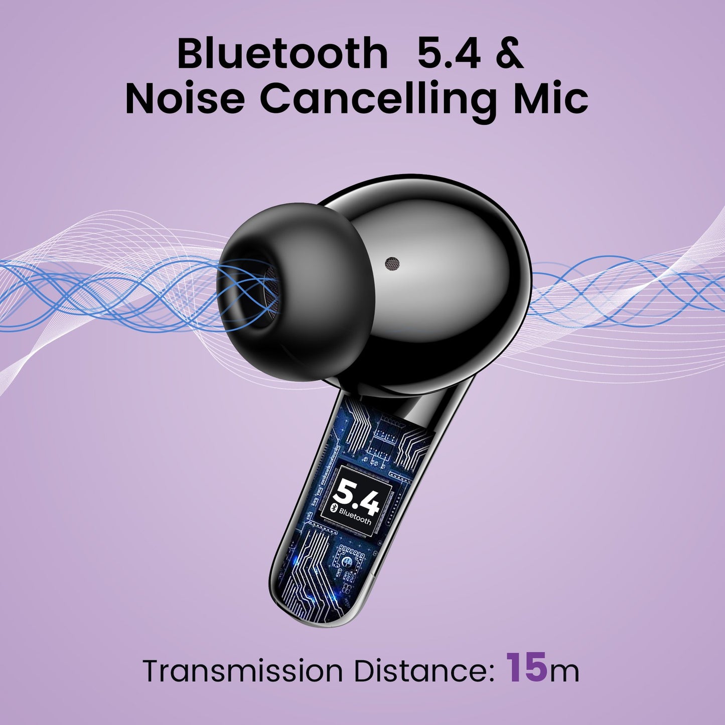 VEAT00L P91 Wireless Earbuds, Bluetooth V5.4with Noise Cancelling Mics, 60H Long Endurance,in-Ear Heartset