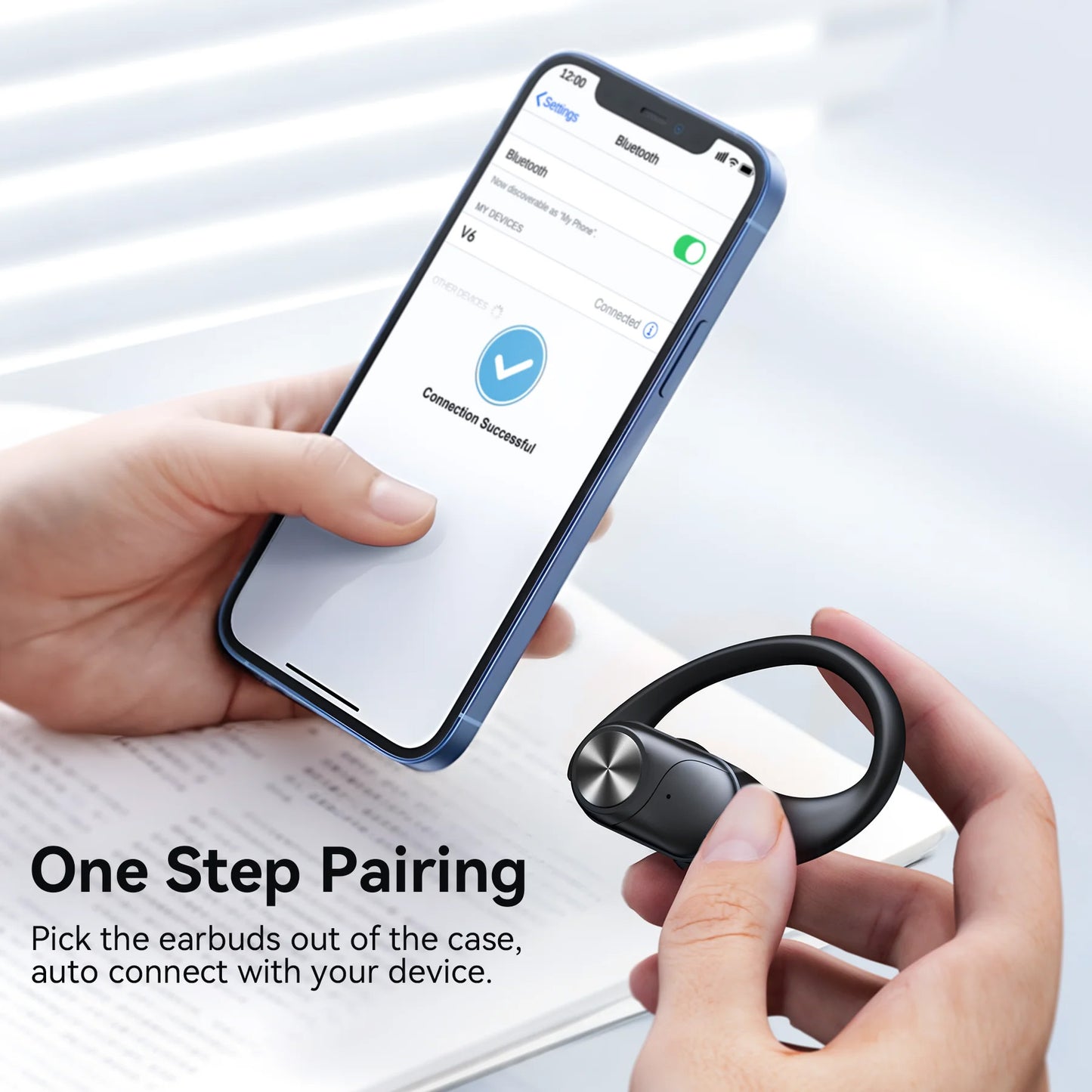 V6 Bluetooth Wireless Headphones 88Hrs Playback Sport Ear Buds with Earhook Digital Display Charging Case IPX7 Waterproof Earbud Deep Bass Running Earphones