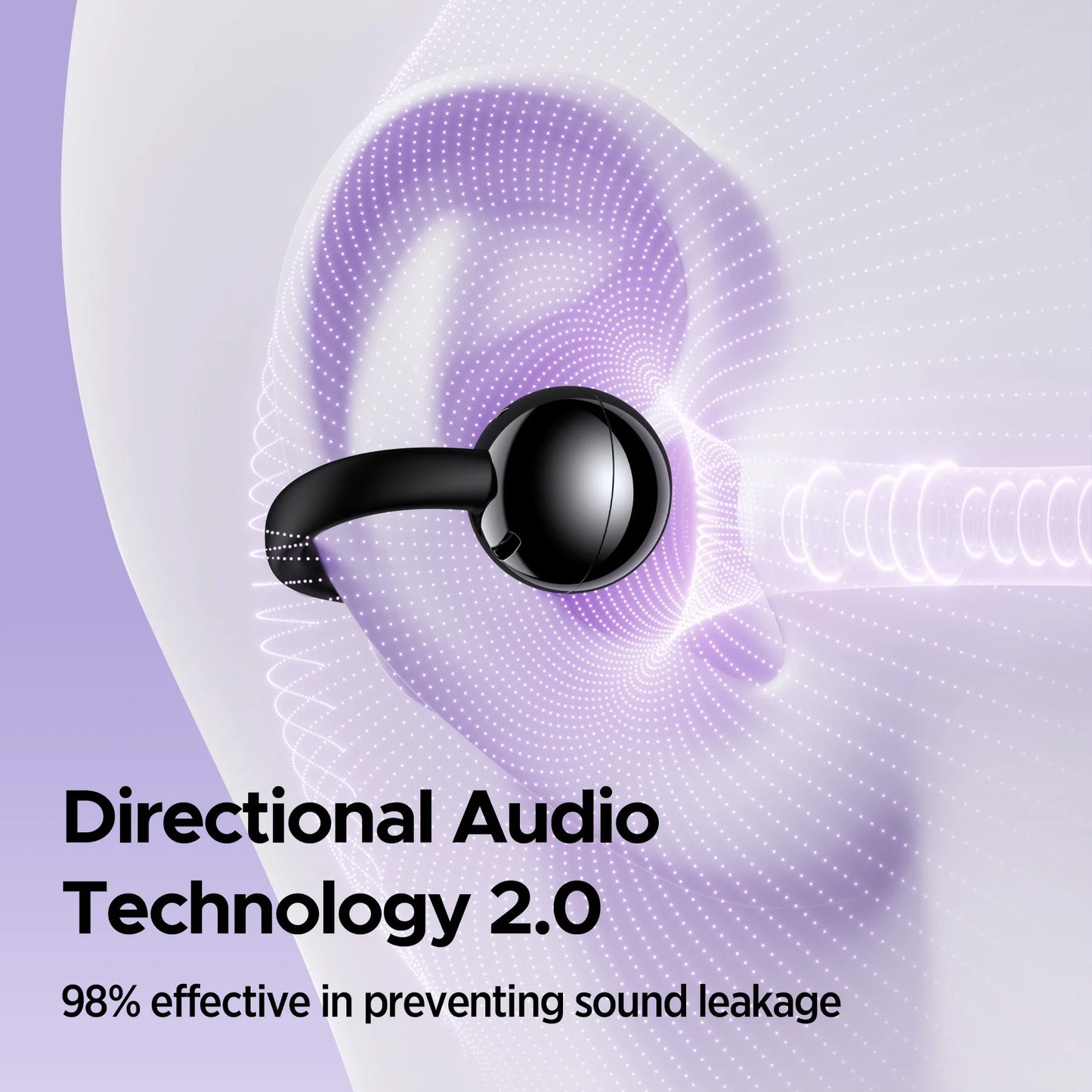 VEATOOL Open Ear Clip-On Earbuds, LCD Touch Screen,ENC Call Noise Cancelling with Mic,60H Playtime