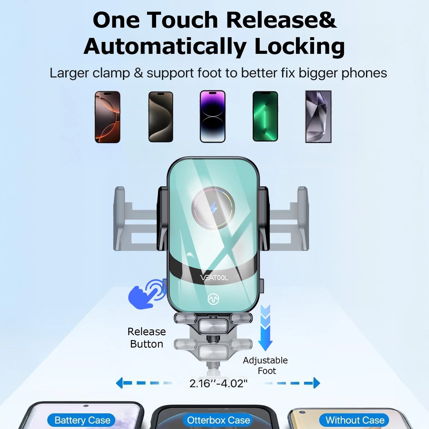 VEAT00L X16s Wireless Car Charger,15W Fast Charging Auto Clamping,Apply to Dash Windshield Air Vent