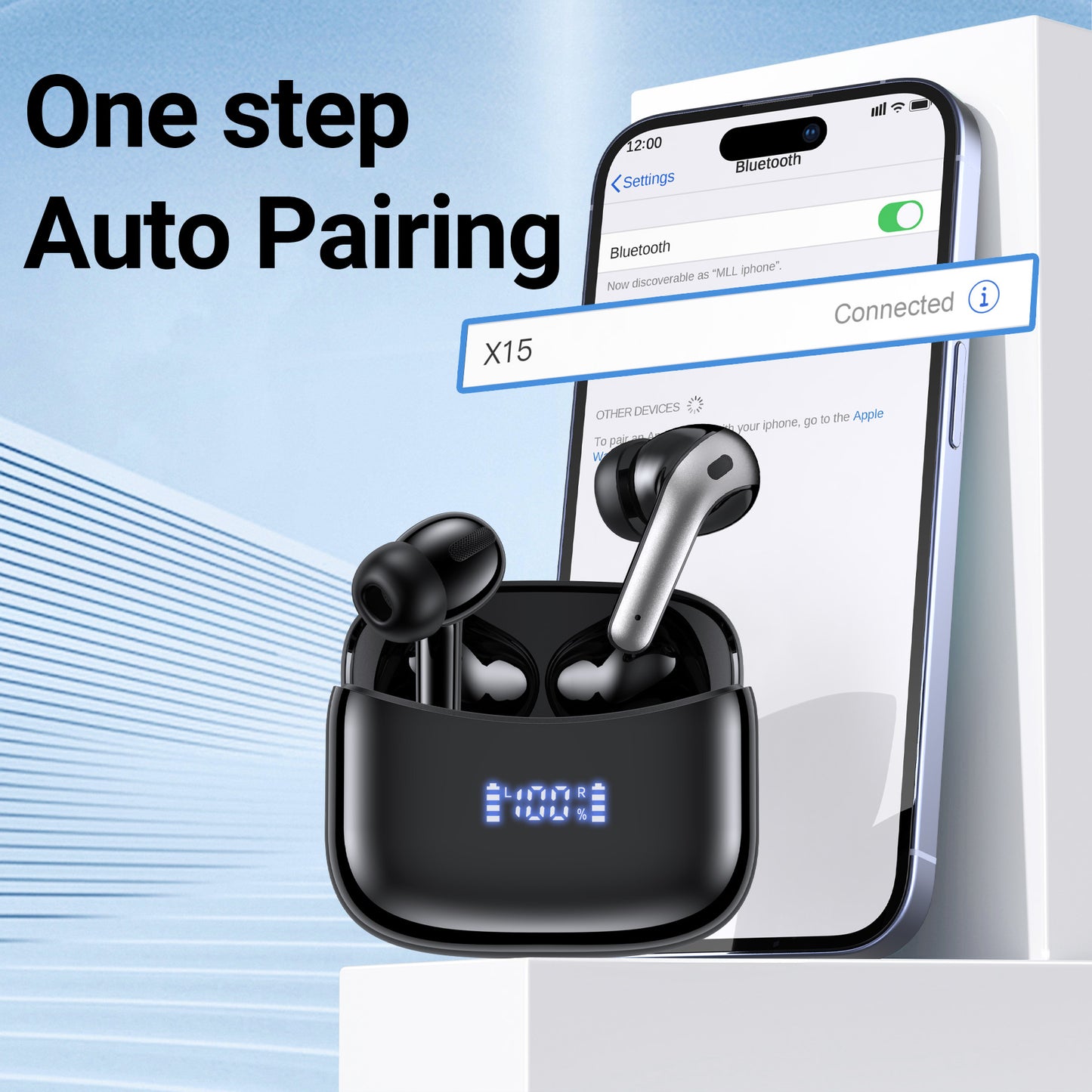 VEATOOL Wireless Earbuds, Microphone Touch Control, IPX7 Waterproof, High-Fidelity Stereo Earphones for Sports and Work