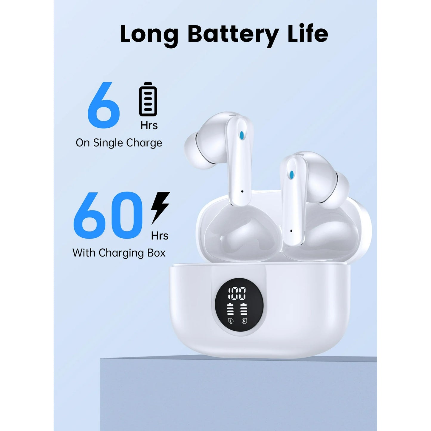 VEAT00L P91 Wireless Earbuds, Bluetooth V5.4with Noise Cancelling Mics, 60H Long Endurance,in-Ear Heartset