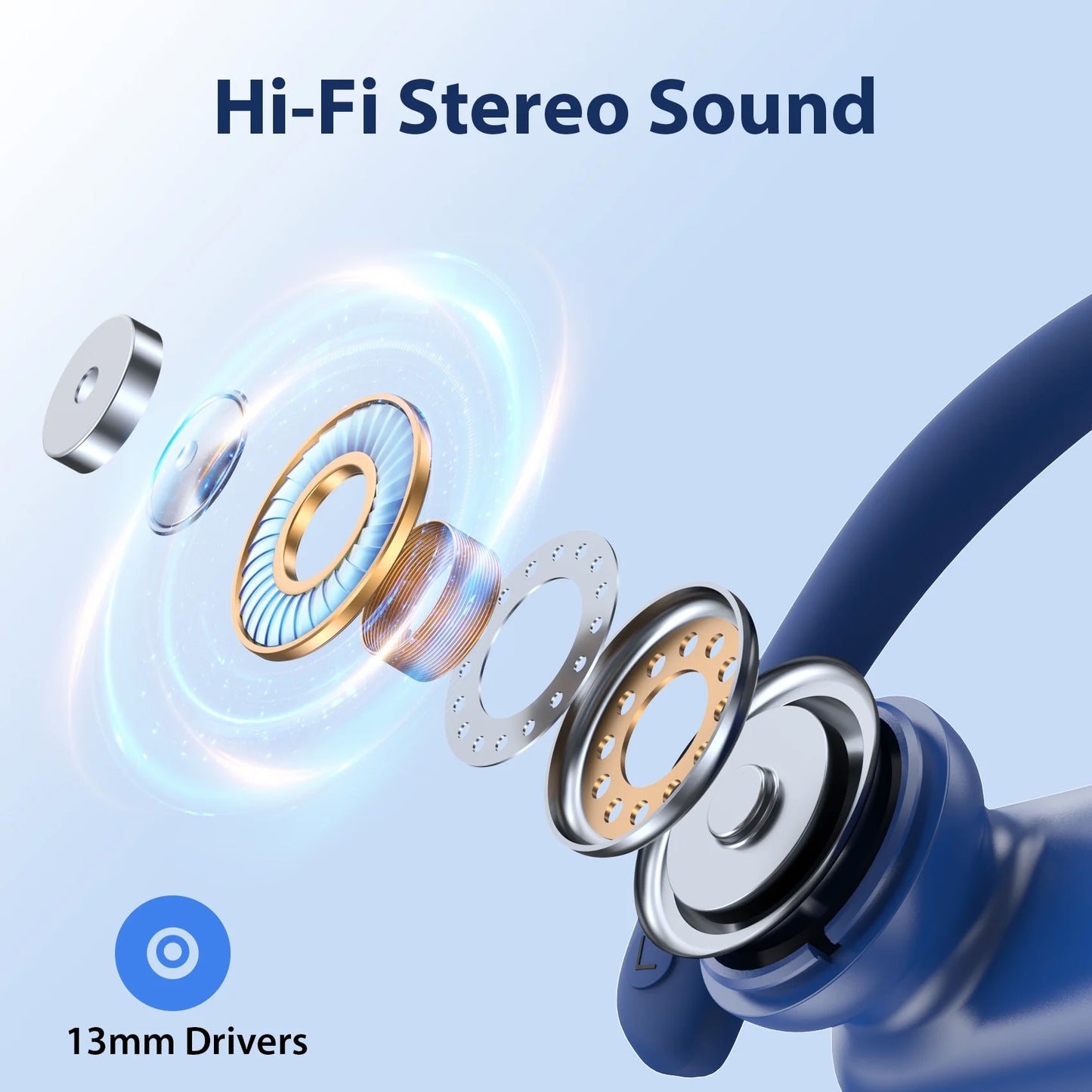 VEAT00L Wireless Bluetooth Headphone Sport, Bluetooth 5.4, 72Hrs Earphone with Earhook, Noise Cancelling Mic, IP7 Waterproof Headset for Workout/Running