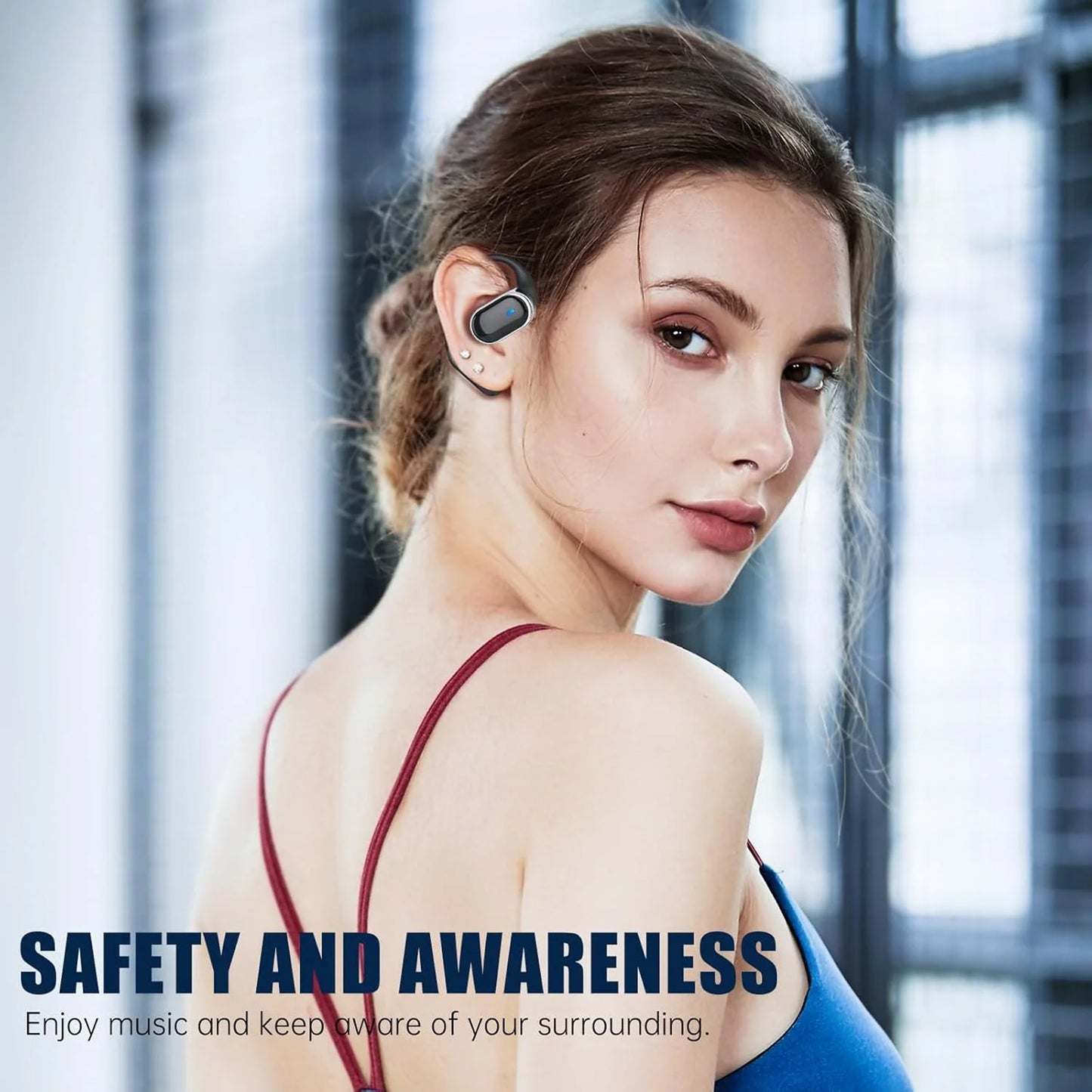 VEATOOL T6 Open Ear Headphones,Bluetooth 5.4, 60H Playtime Stereo Sound, Air Conduction IPX7 Waterproof Open Ear Earbud with Ear Hooks