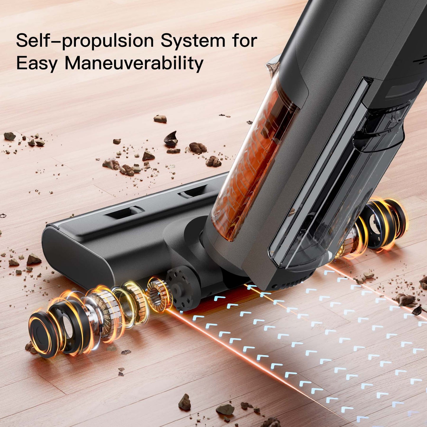 VEAT00L Cordless Wet Dry One Hard Floor Cleaner with Charging Base, Self-Cleaning， 25Kpa Powerful Suction, 30min Runtime, LCD Display, Voice Prompt