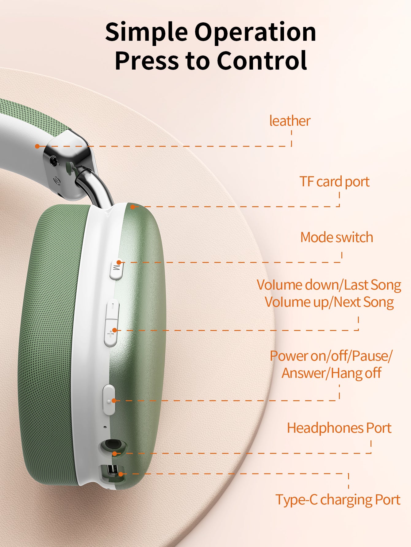VEATOOL Wireless Over-Ear Headphones,Active Noise Cancelling,Transparency Mode,Spatial Audio,Comfortable Protein Earpads, 24Hrs Playtime