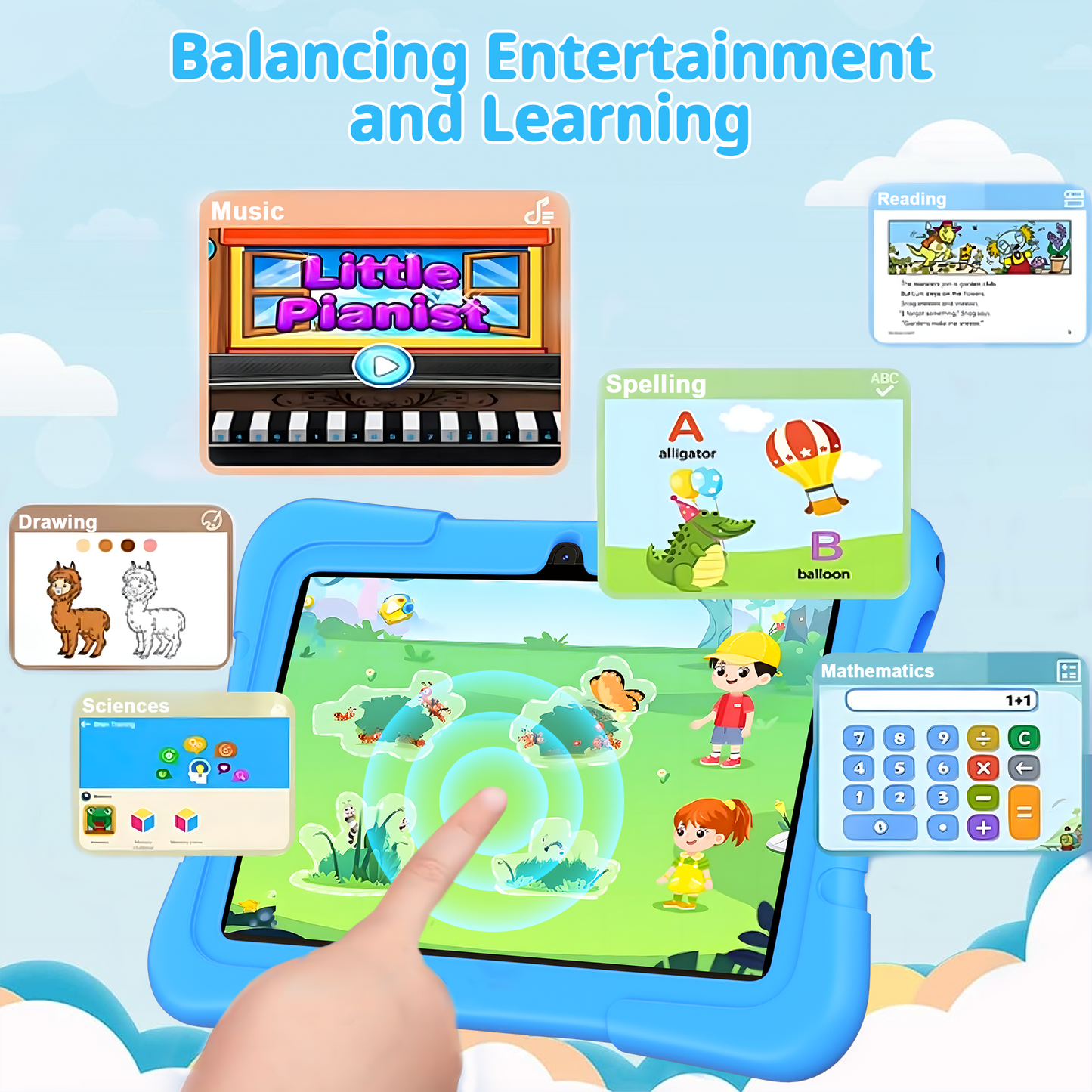 VEAT00L T08 Kids Tablet 7 Inch,Android 10 Tablet for Kids,16GB ROM 128GB Expand,Parental Control,Kids Software Pre-Installed, Dual Camera,Android Learning Tablet