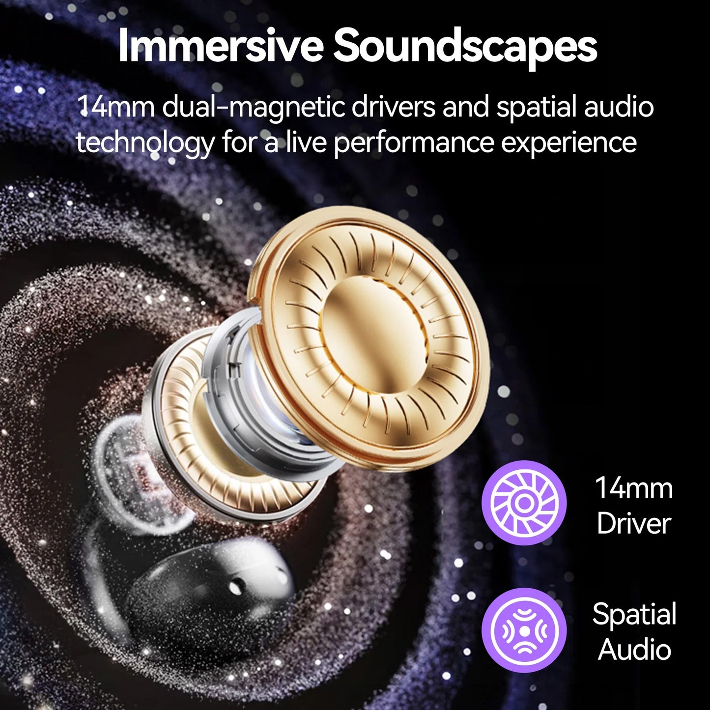 VEATOOL Open Ear Clip-On Earbuds, LCD Touch Screen,ENC Call Noise Cancelling with Mic,60H Playtime