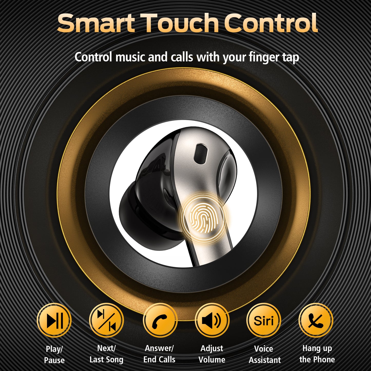 VEATOOL Bluetooth Headphones 65H Playback LED Power Display Earphones with Wireless Charging Case IPX7 Waterproof