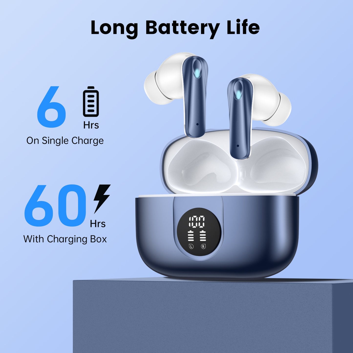 VEAT00L P91 Wireless Earbuds, Bluetooth V5.4with Noise Cancelling Mics, 60H Long Endurance,in-Ear Heartset