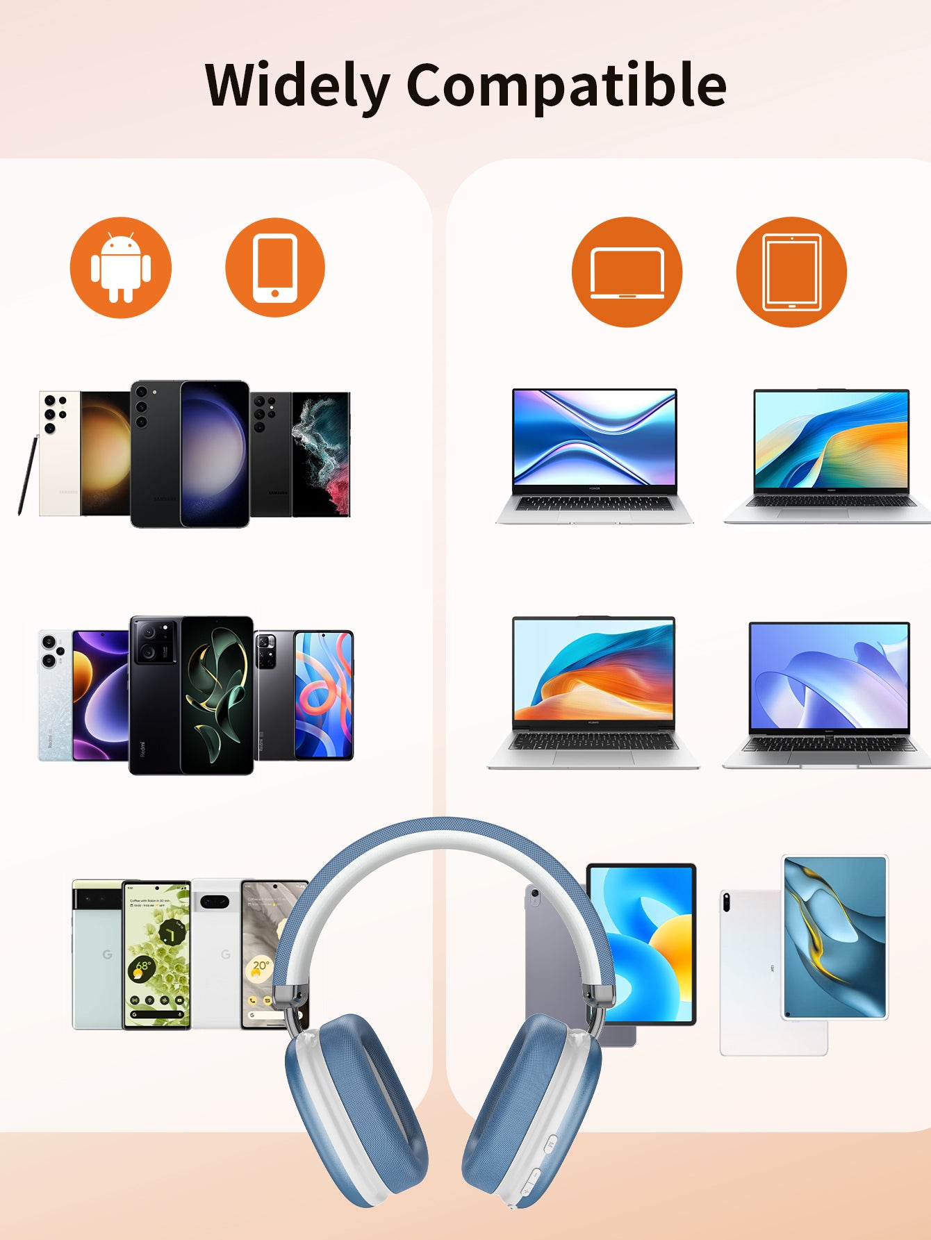 VEATOOL Wireless Over-Ear Headphones,Active Noise Cancelling,Transparency Mode,Spatial Audio,Comfortable Protein Earpads, 24Hrs Playtime