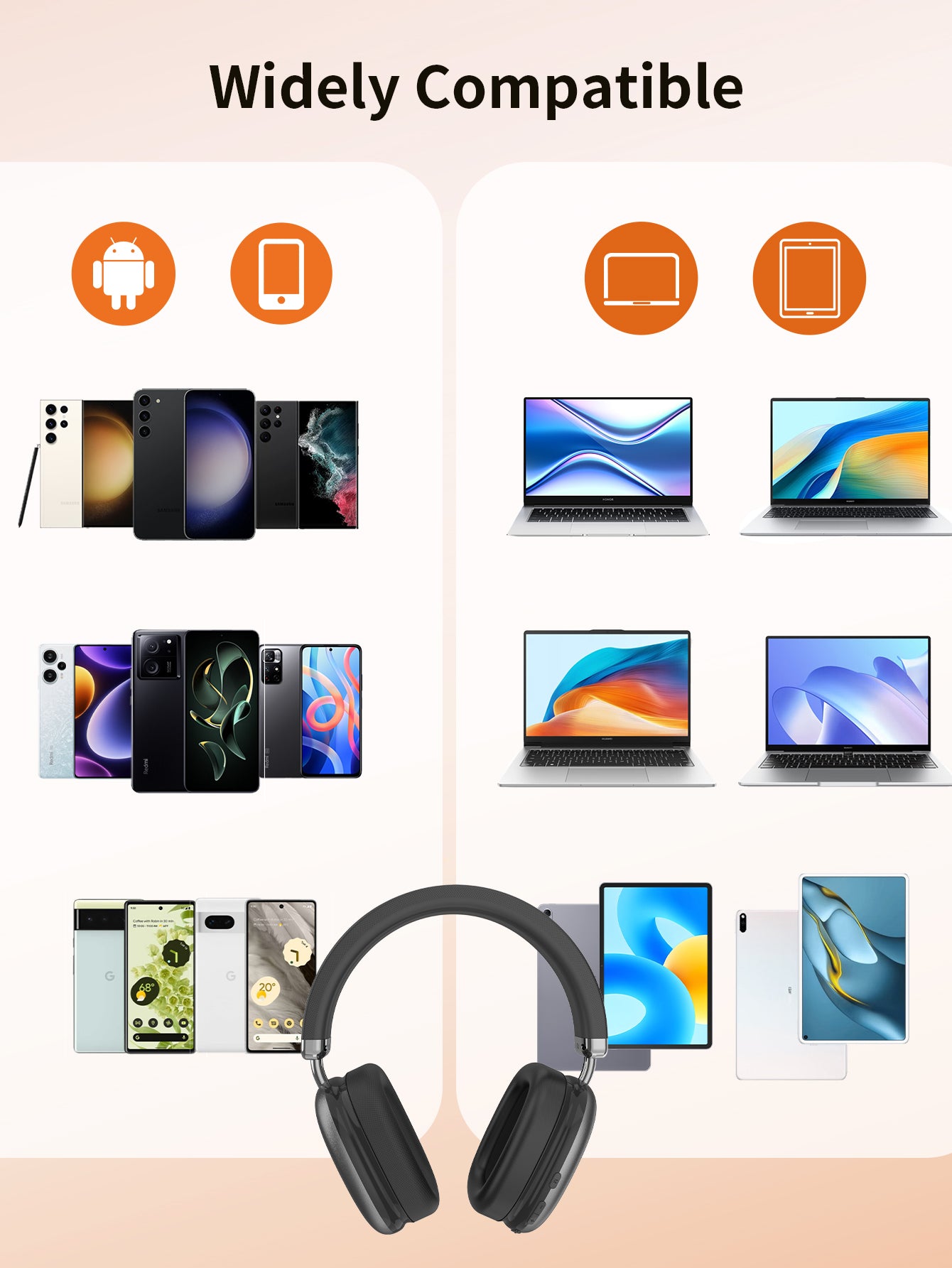 Wireless Over-Ear Headphones. Active Noise Cancelling, Transparency Mode, Spatial Audio, Bluetooth Headphones with Comfortable Protein Earpads, 24 Hours Playtime for Travel/Work,Titanium Black