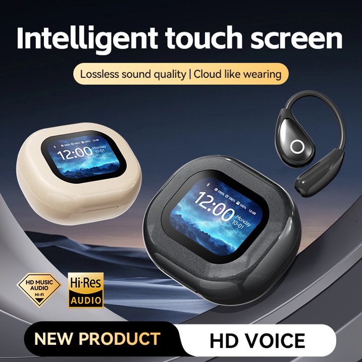 VEATOOL M94 Open Headset, Smart Touch Screen, 60Hrs of Playback, ENC Clear Talk, Multiple EQ Modes