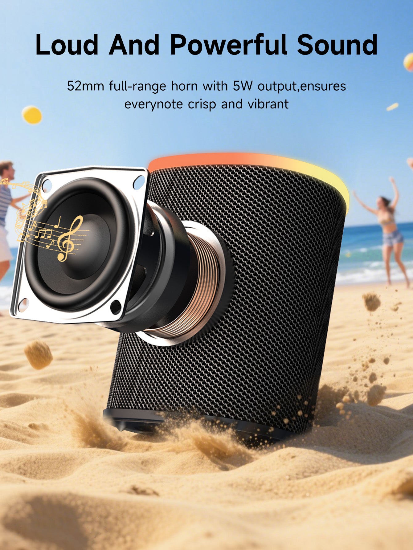 VEATOOL Portable Bluetooth Speaker, IPX5 Waterproof, Stereo Sound, 12H Playtime, Bluetooth 5.3, RGB Lights, Outdoor Speaker